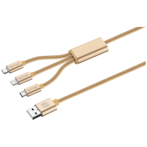 Bounce Cord Series 3-in-1 Charge Cable - Gold